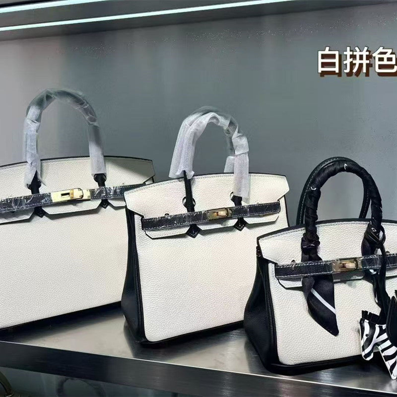 Premium Top-Layer Cowhide Birkin-Inspired Tote Bag for Women, High-Quality Large Capacity Shoulder Crossbody Handbag with Versatile Design, Perfect for Banquets & Everyday