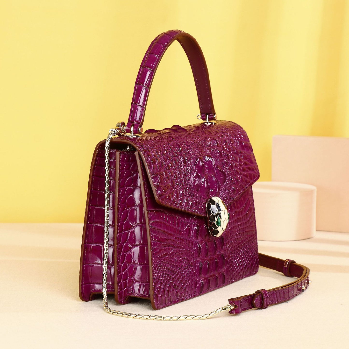 New Arrival Croc-Effect Casual Handbag for Women, A Fashionable Top-Handle Shoulder Crossbody Bag with Trendy Bone-Pattern Design, Perfect Everyday Purse