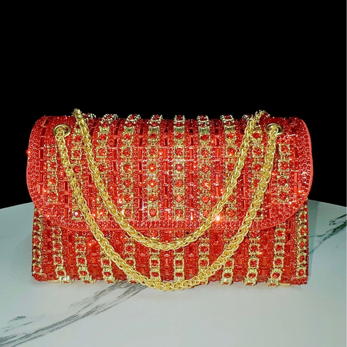 Dazzling Rhinestone-Embellished Evening Clutch for Women, A Crystal Chain Crossbody Bag Perfectly Designed for Cheongsam & Formal Evening Dresses, Elegant Top-Handle Handbag for Weddings Banquets & Special Occasions