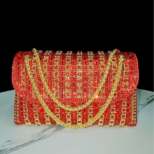 Dazzling Rhinestone-Embellished Evening Clutch for Women, A Crystal Chain Crossbody Bag Perfectly Designed for Cheongsam & Formal Evening Dresses, Elegant Top-Handle Handbag for Weddings Banquets & Special Occasions