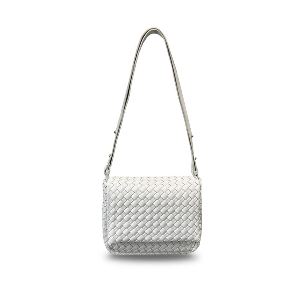New Fine Woven Cowhide Mini Square Bag, Fashion Underarm Shoulder & Crossbody Bag for Women