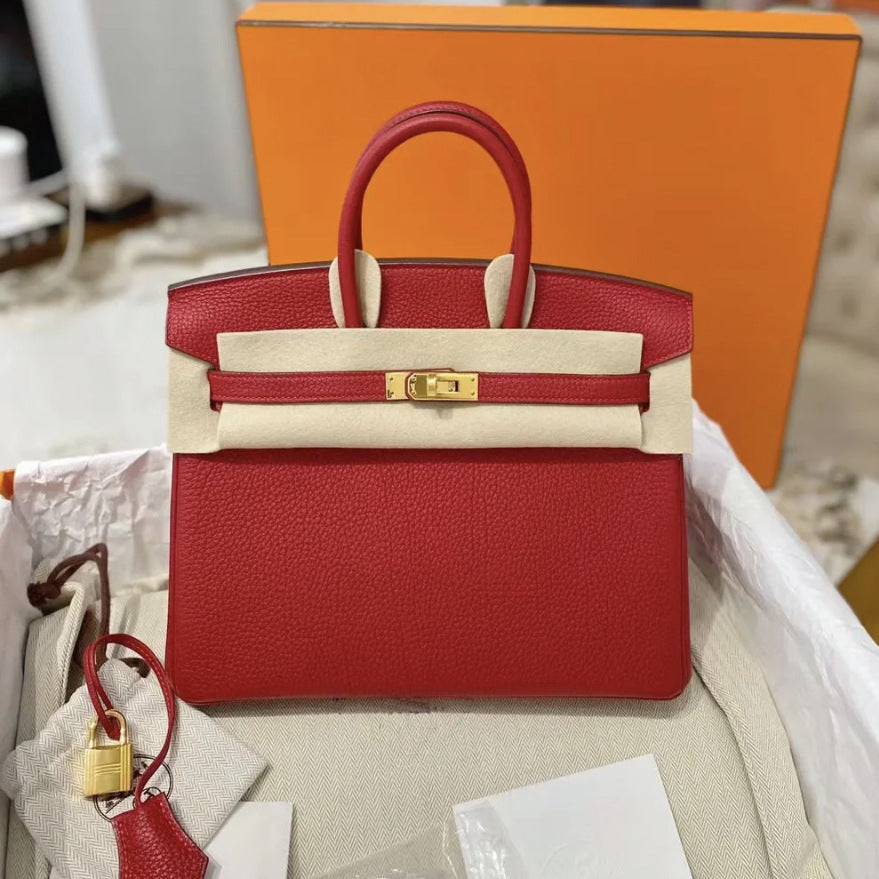Chic Top-Layer Cowhide Birkin & Kelly-Inspired Tote Bag for Women, Genuine Leather Large Capacity Shoulder Top-Handle Handbag with Elegant Design, Ideal Bridal Purse