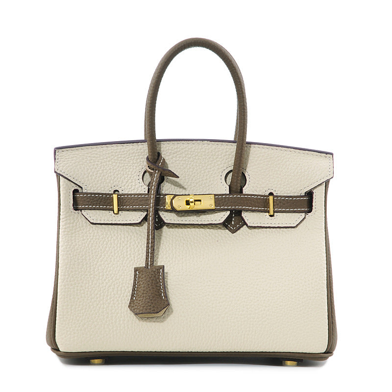 Genuine Leather Kelly-Style Large Tote Bag for Women, New Trendy Shoulder Crossbody Top Handle Purse, Light Luxury Elegant Handbag for Ladies