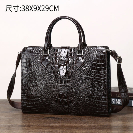 New Arrival Croc-Effect Business Casual Briefcase for Men, A High-End Top-Handle Shoulder Crossbody Bag with Sophisticated Design