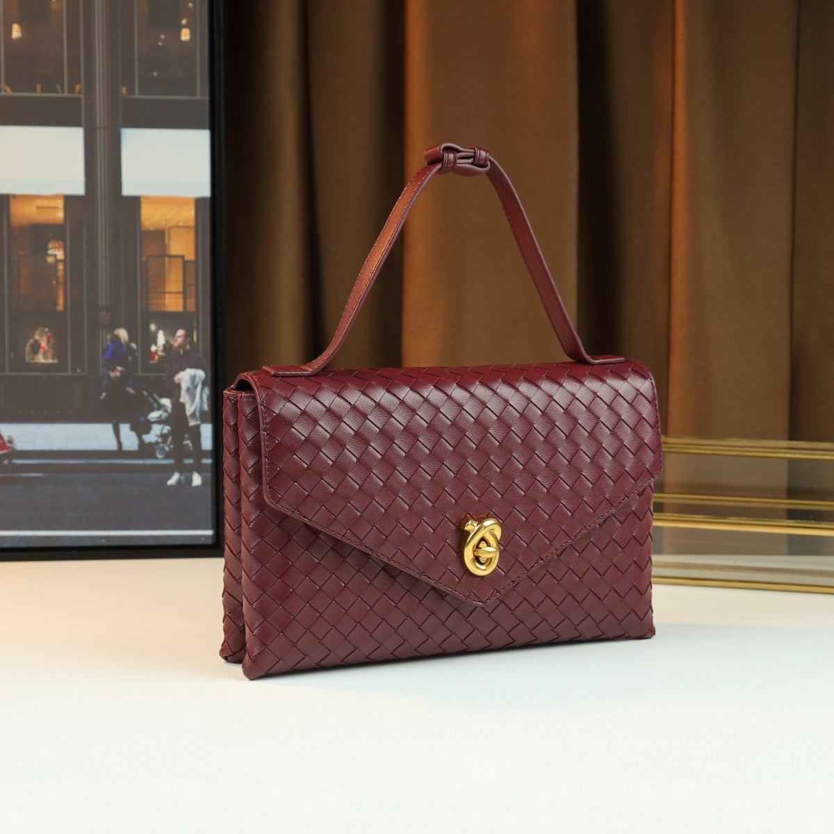 Woven Envelope Clutch Bag for Women Multi-Functional Shoulder Crossbody Handbag, Versatile Purse with Textured Design