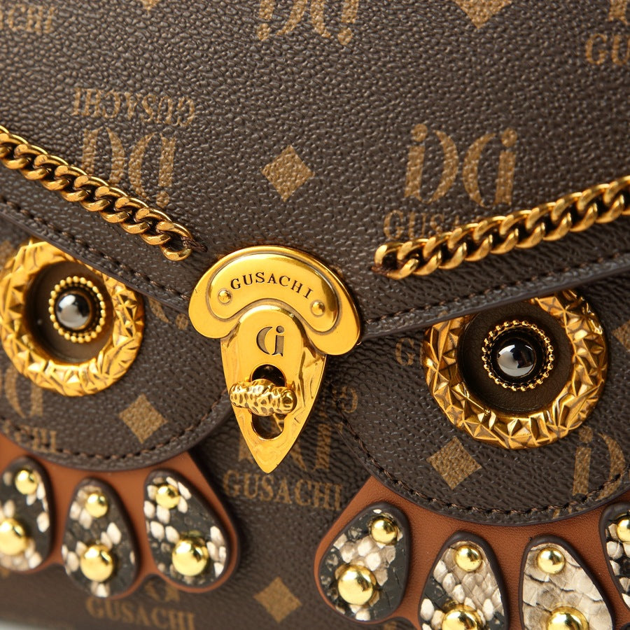 New Arrival Starry Owl Letter Print Bag for Women, A Light Luxury Vintage Top-Handle Shoulder Crossbody Handbag with High-Textured Design