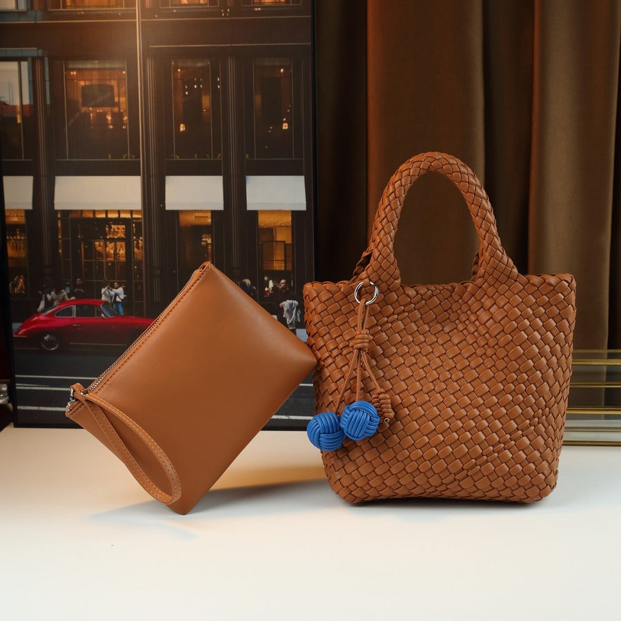 Handwoven Tote Bag for Women Fashion Shoulder Crossbody Handbag, Versatile Commuter Purse with Artisan Textured Design