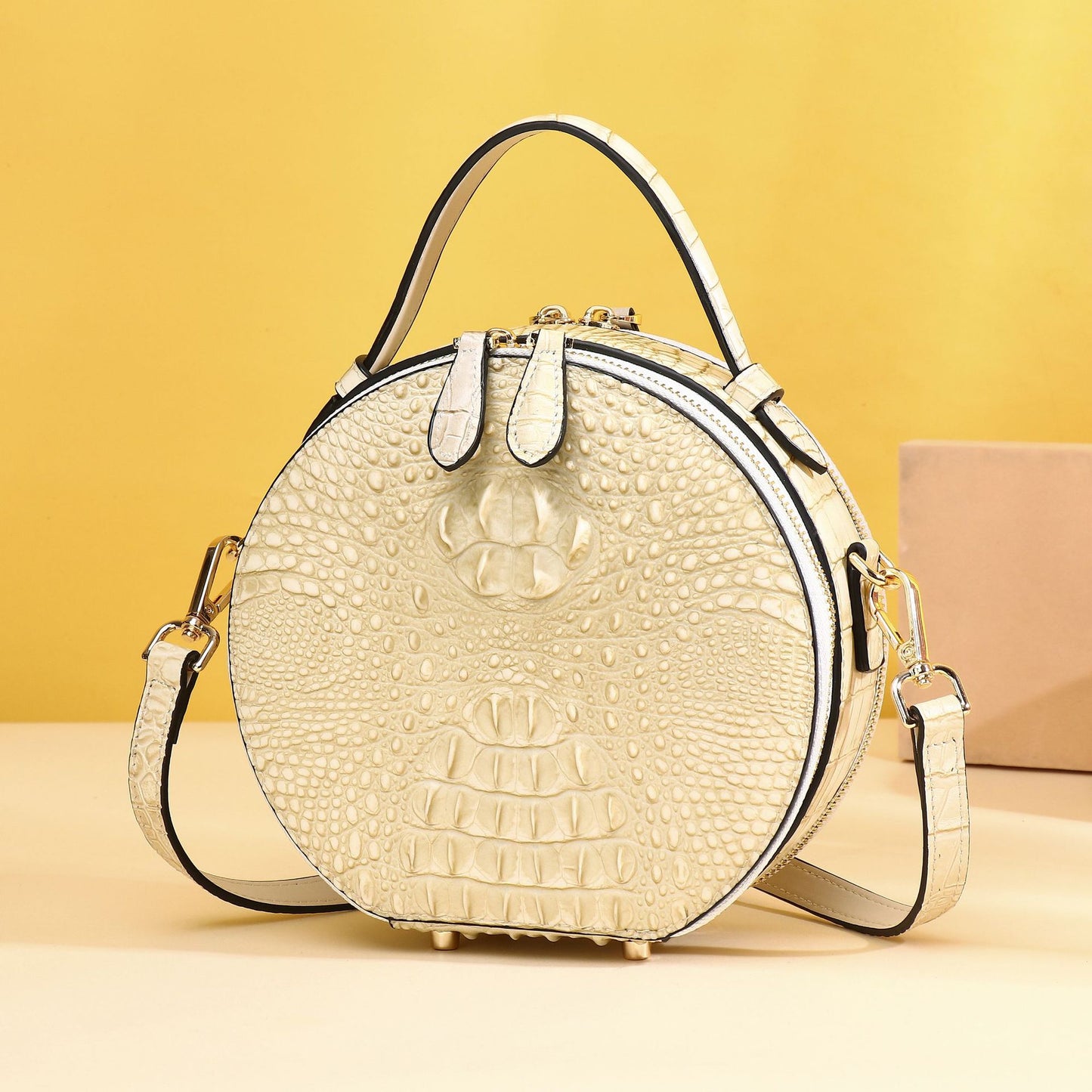 Croc-Embossed Himalayan Round Crossbody Bag for Women – Large-Capacity Accordion Shoulder Tote, Versatile Summer Handbag for Daily Casual Style