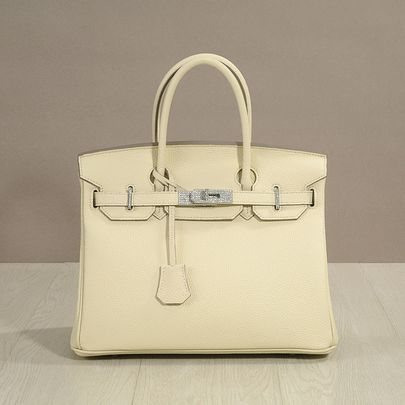 New Arrival Rhinestone-Embellished Pebbled Leather Tote Bag, Birkin & Kelly-Inspired Top-Handle Shoulder Crossbody Handbag with Large Capacity, Premium Everyday Purse