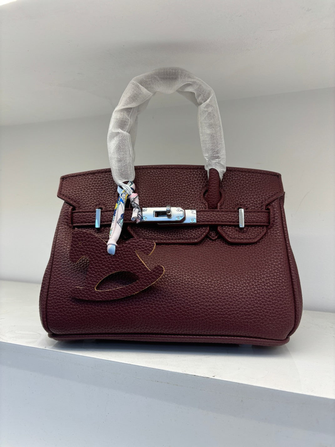 Genuine Pebbled Leather Birkin-Style Gold Hardware Large Capacity Handbag for Women, European Fashion Top Handle Purse, Trendy Casual Tote Bag for Ladies