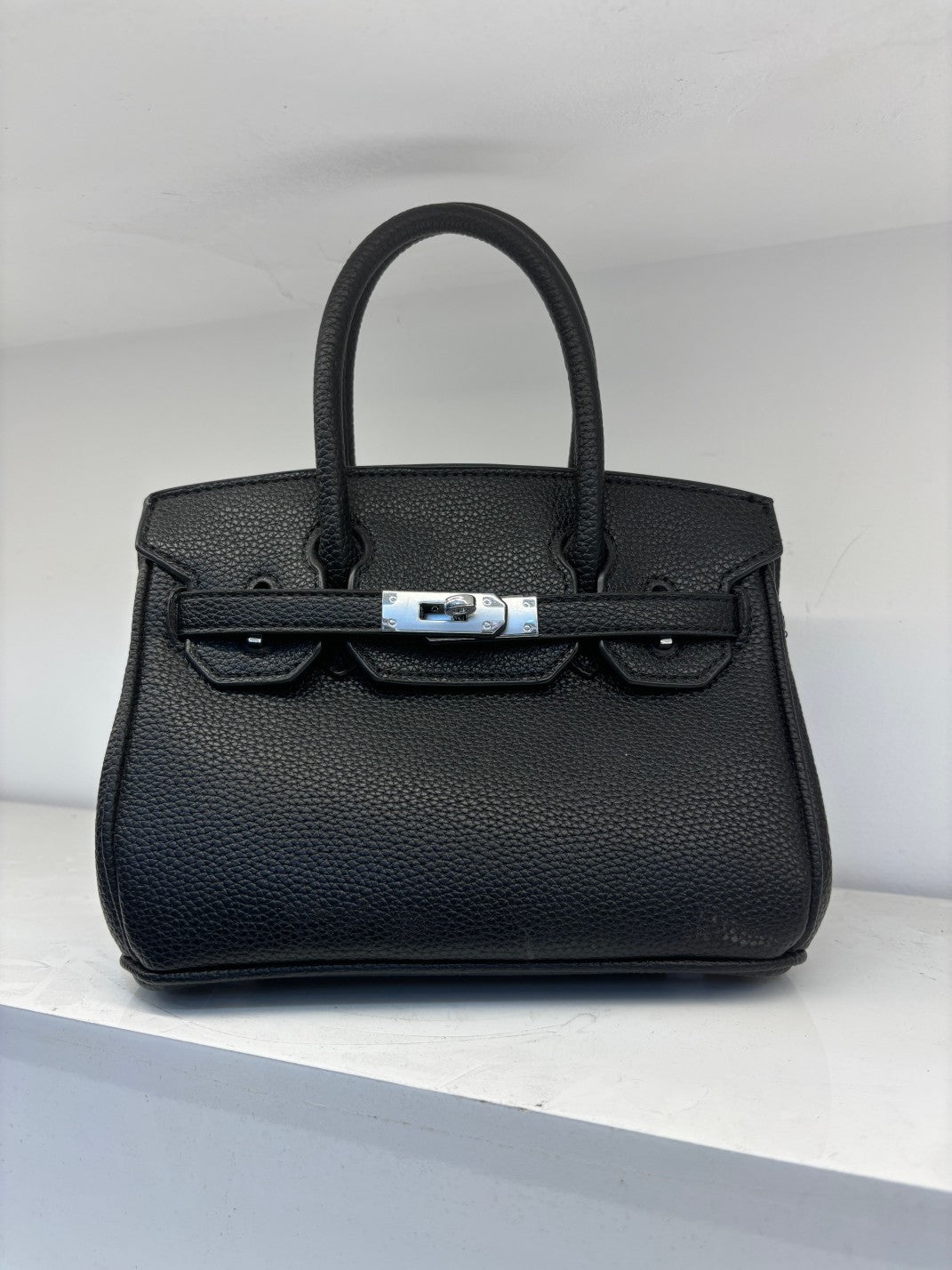 Genuine Pebbled Leather Birkin-Style Gold Hardware Large Capacity Handbag for Women, European Fashion Top Handle Purse, Trendy Casual Tote Bag for Ladies