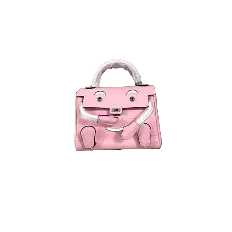 Genuine Leather Crocodile-Embossed Doll Kelly-Style Bag for Women, Hand-Stitched Waxed Thread Niche Fashion Top Handle Shoulder Crossbody Purse, Trendy Handbag for Ladies