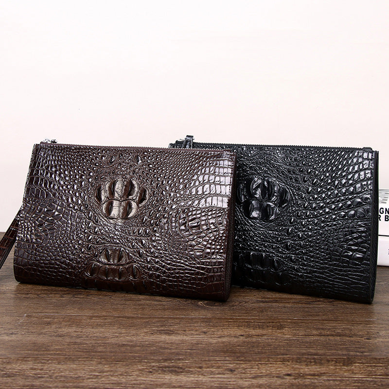 New Arrival Croc-Effect Large Business Clutch Bag, A Multi-Functional Envelope Wallet with Large Capacity, Perfect Commuter Document Organizer