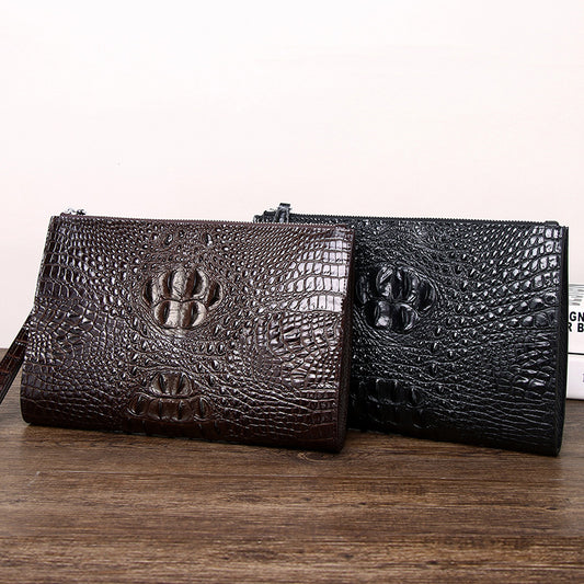 New Arrival Croc-Effect Large Business Clutch Bag, A Multi-Functional Envelope Wallet with Large Capacity, Perfect Commuter Document Organizer