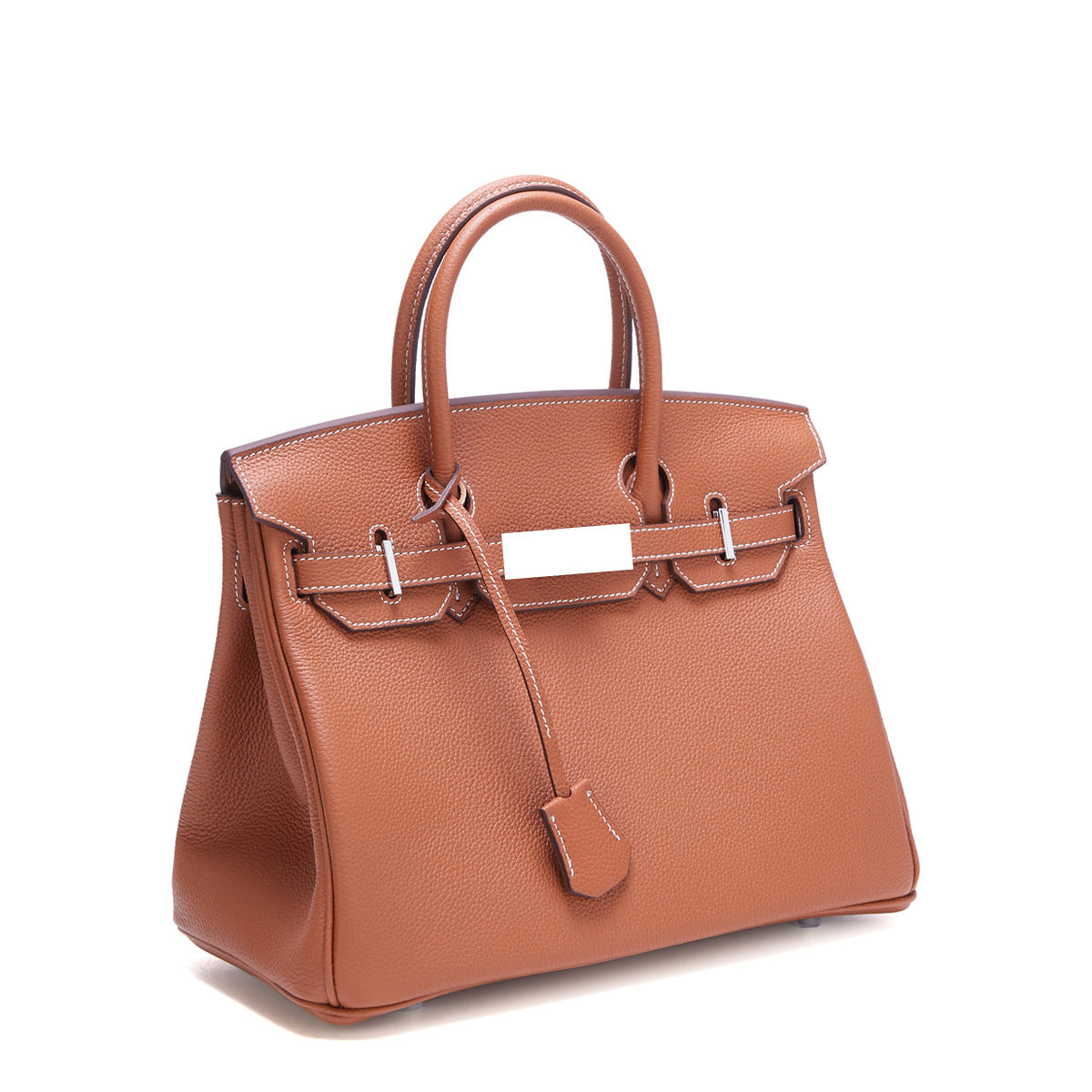 Genuine Top Layer Cowhide Togo Leather Birkin-Style Bag for Women, New Silver Hardware Large Capacity Top Handle Handbag, Premium Export Quality Purse for Ladies