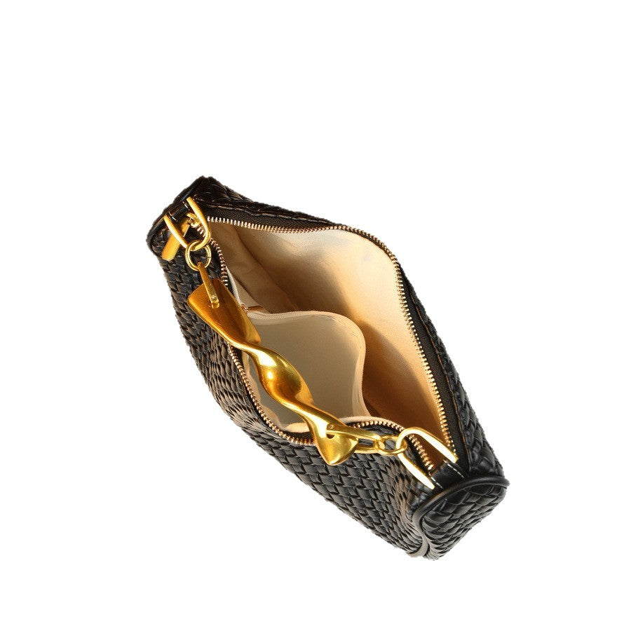 Woven Dumpling Bag for Women with Wave Handle Shoulder Crossbody Handbag, Creative Versatile Purse with Minimalist Style