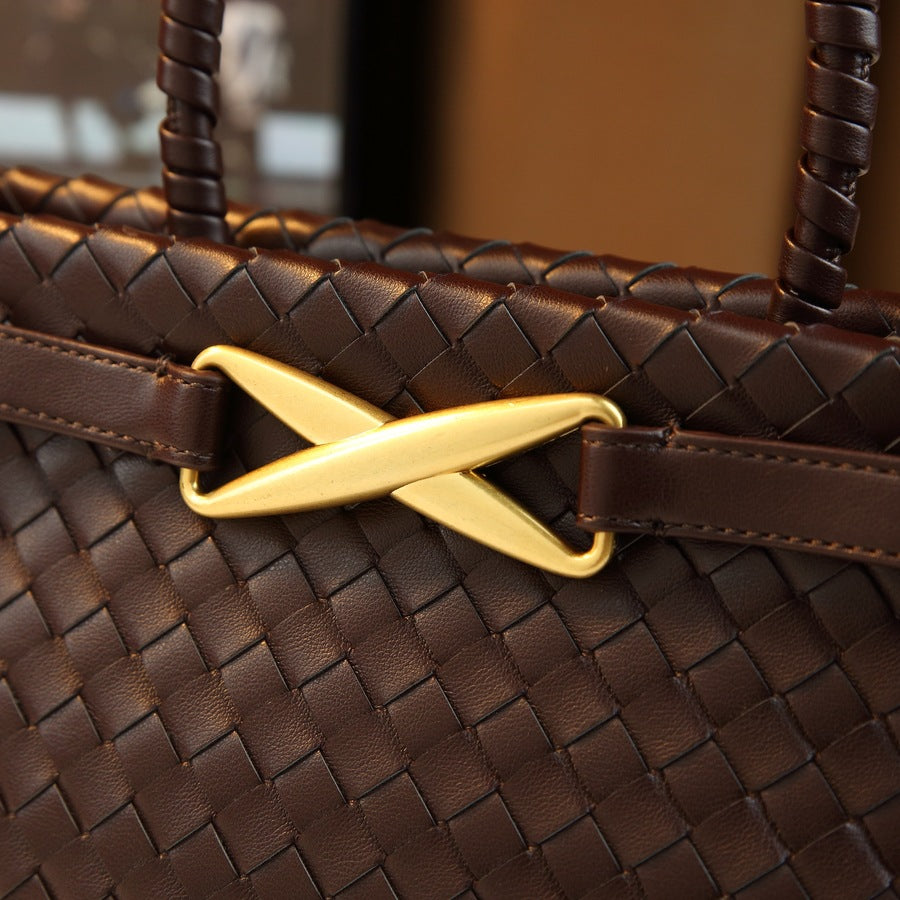 PU Woven Bucket Bag for Women Summer Shoulder Crossbody Handbag, Bestselling Versatile Purse with Natural Woven Texture