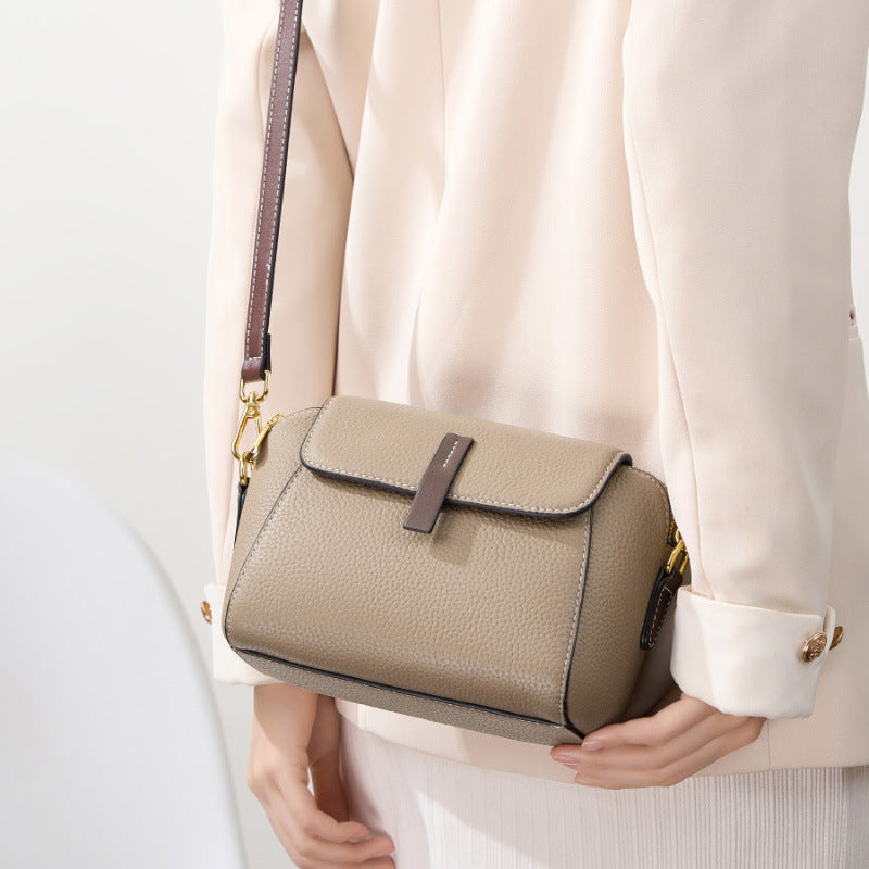 White Genuine Leather Shoulder Crossbody Bag, Spring Summer Niche Designer Versatile Purse, Stylish Handbag for Women