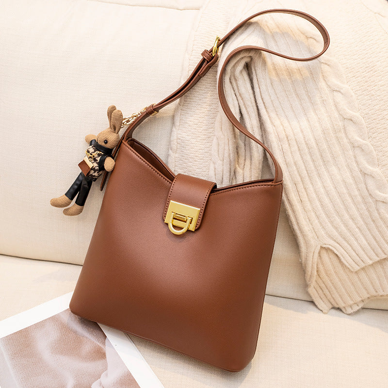 Genuine Leather Bucket Tote Bag for Women | New Euro-American Style Top-Handle Cross-Body Commuter Purse with Large Capacity | Versatile Spacious Shoulder Handbag for Work, Travel & Everyday Chic