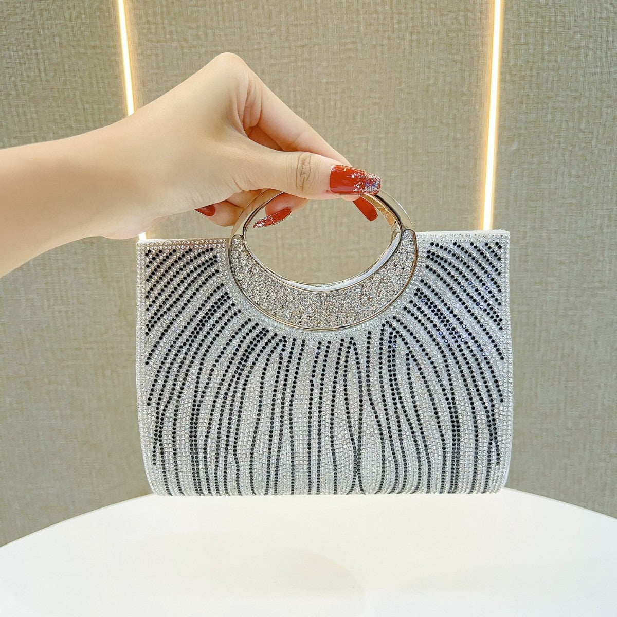 Dazzling Rhinestone Embellished Evening Bag for Women, A Sparkly Top-Handle Crossbody Shoulder Handbag Perfect for Wedding Bridesmaid Banquets & Formal Dresses