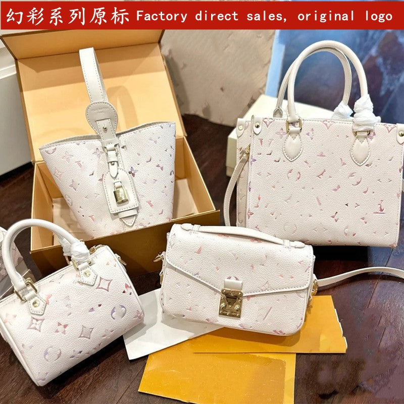 Genuine Leather Iridescent Limited Edition Pillow Bag for Women Qixi Festival Fairy Messenger Handbag with Dreamy Color-Shifting Finish