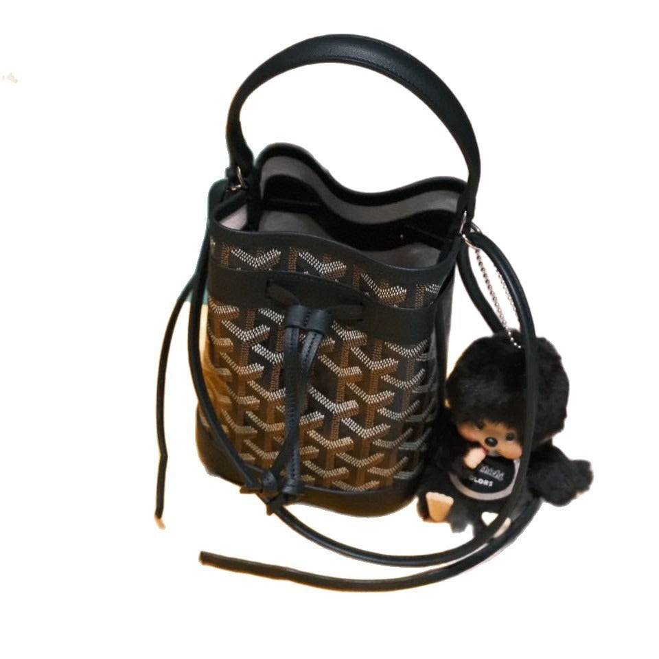 Gaodeya PETIT FLOT Mini Bucket Bag, Dog Tooth Pattern Custom, High-End Light Luxury New Ins Style