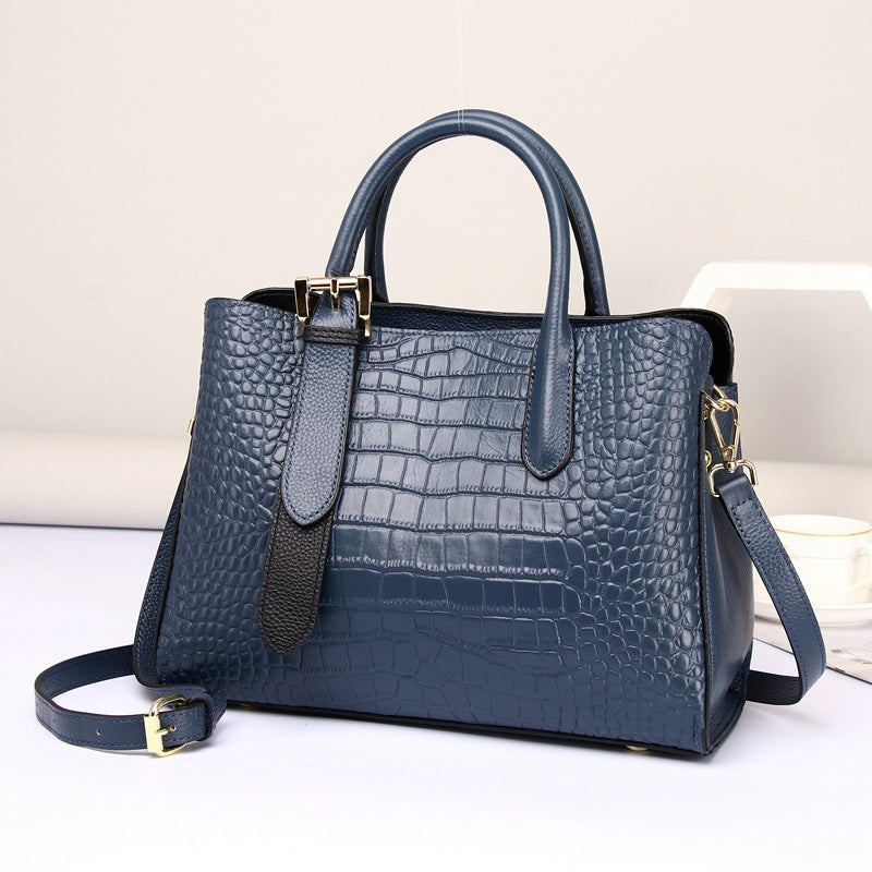 New Arrival Lady-Inspired Croc-Effect Genuine Leather Bag for Women, A Minimalist Crossbody Shoulder Top-Handle Handbag with Versatile Fashionable Design 6058