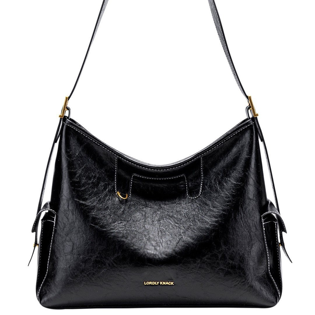 Genuine Vegetable-Tanned Leather Underarm Bag for Women, New Premium Commute Shoulder Crossbody Top Handle Purse, Versatile Everyday Handbag for Ladies