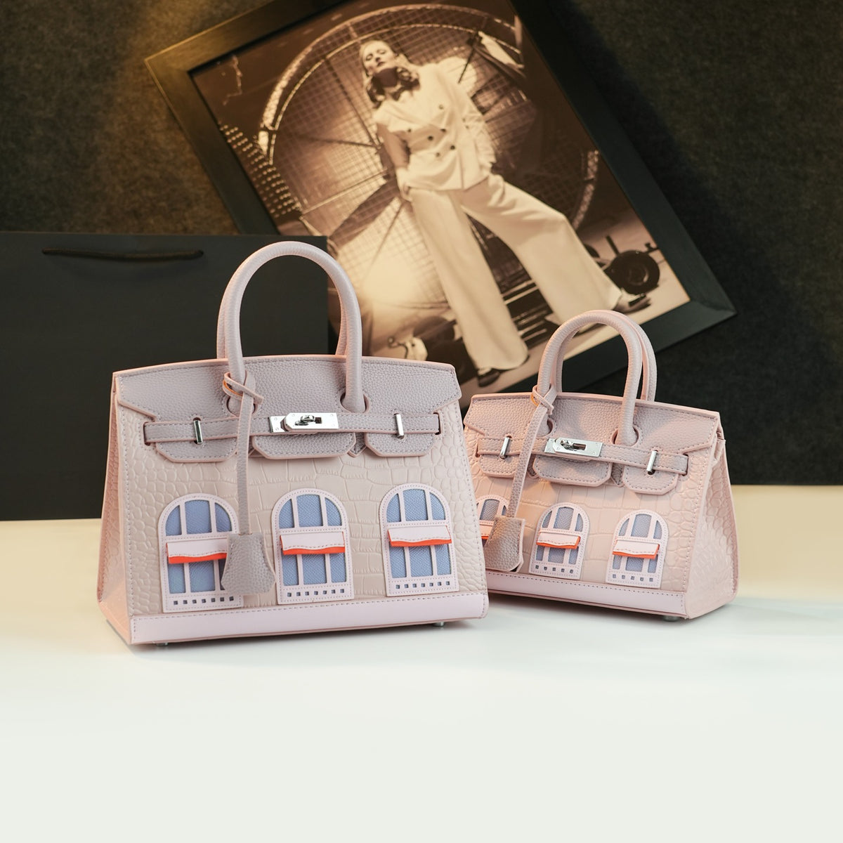 New Arrival Minimalist Birkin-Inspired Tote Bag for Women, Genuine Leather Color-Blocked Top-Handle Shoulder Crossbody Handbag with Versatile Design, Perfect Commuter Purse