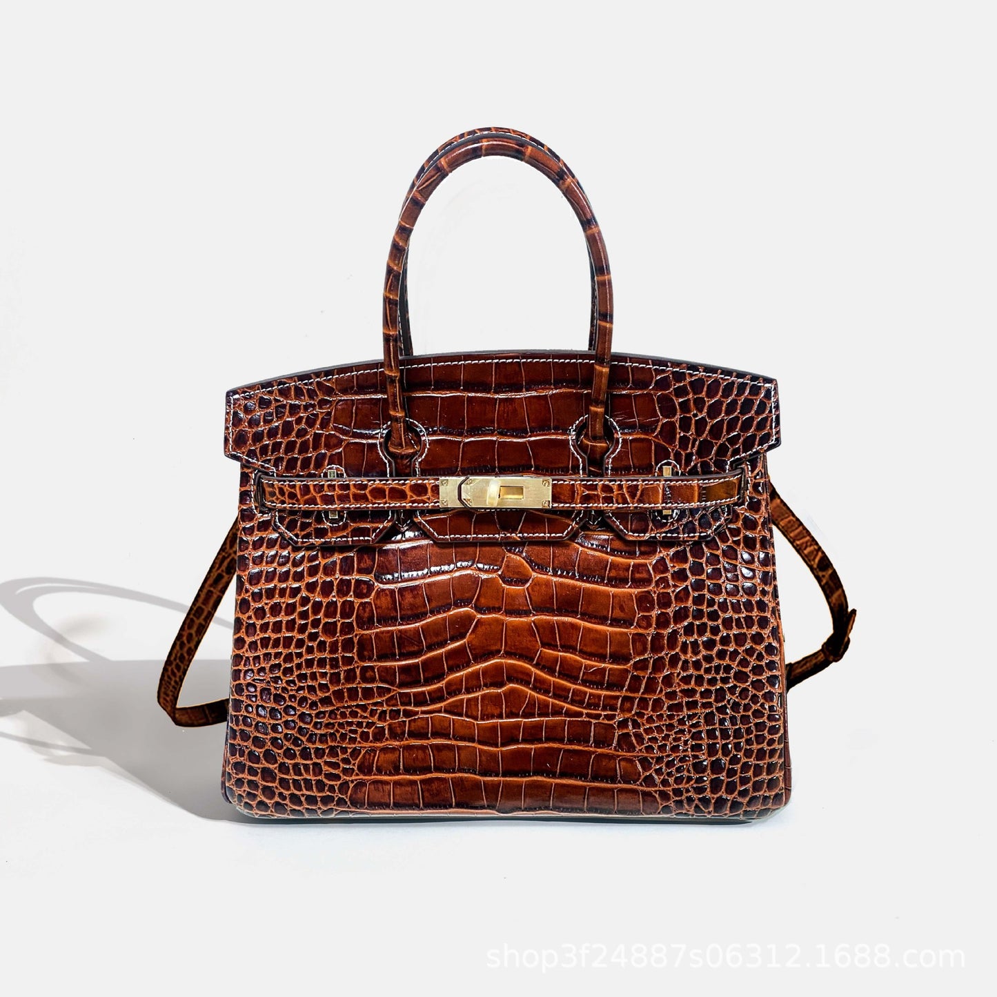 Premium Croc-Embossed Birkin-Inspired Tote Bag for Women, Genuine Leather with Spacious Large Capacity, Versatile Top-Handle Handbag for Everyday Elegance
