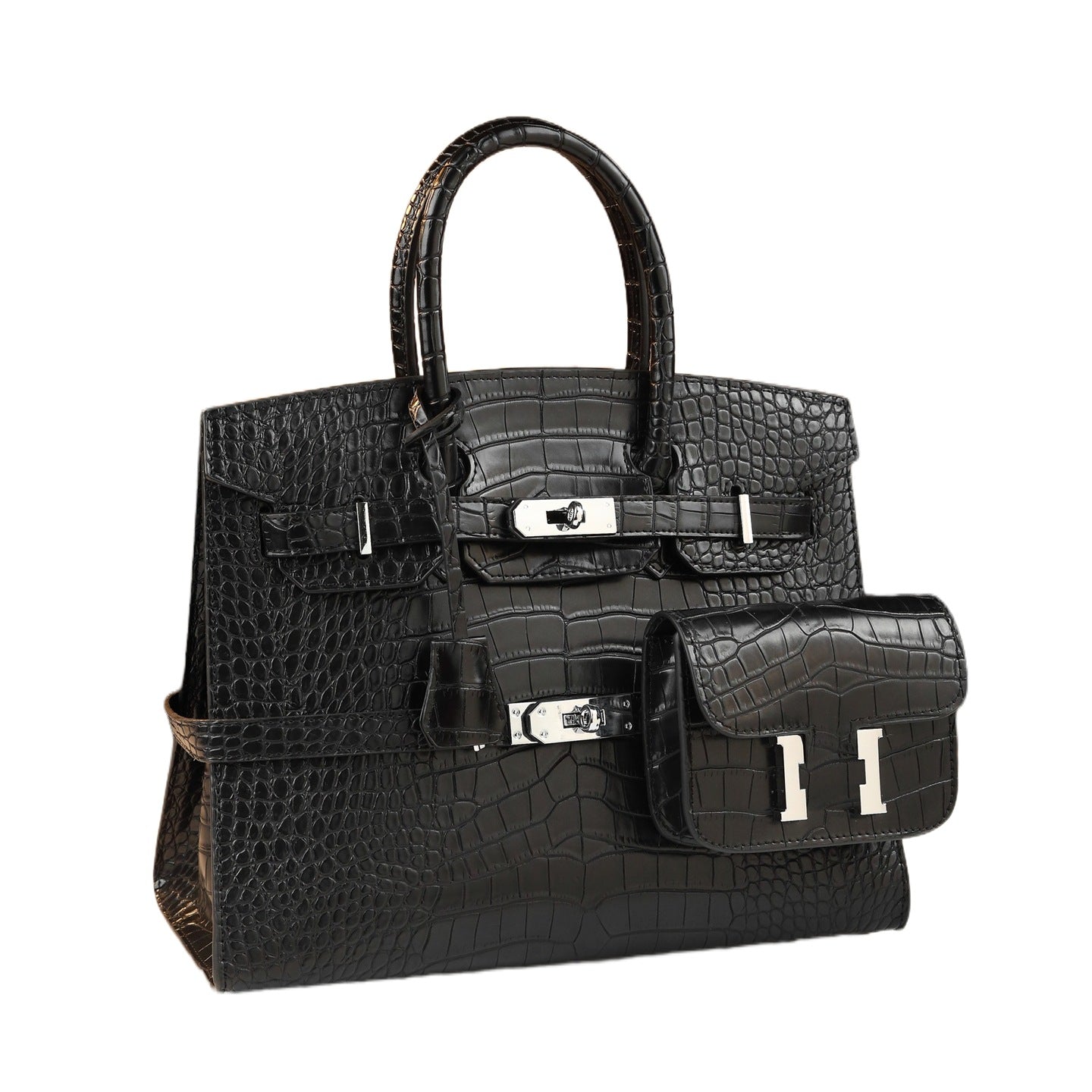 New Croc-Embossed Large Tote Bag for Women, Faux Leather Platinum-Style Top-Handle Handbag, Light Luxury Kelly-Inspired Shoulder Crossbody Purse for Work Commute