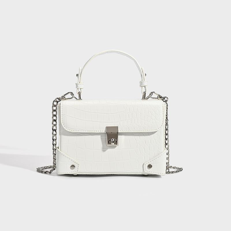 New Arrival Anti-Theft Patent Leather Croc-Effect Bag for Women, A Versatile Small Shoulder Crossbody Top-Handle Handbag with Fashionable Design