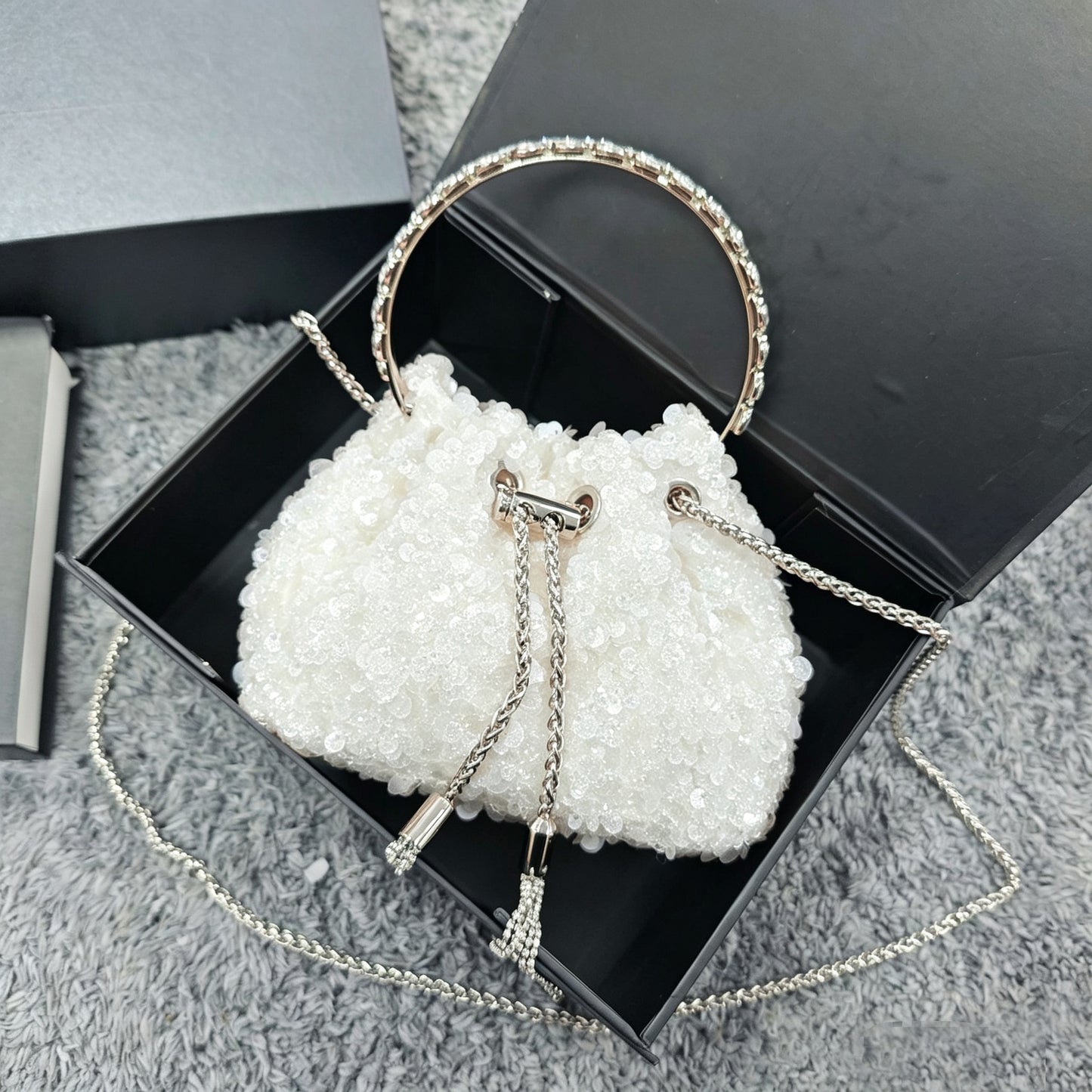 New Tassel Evening Bag for Women, Soft Sequin Shoulder Crossbody Purse, Light Luxury Sparkly Handbag for Parties & Events