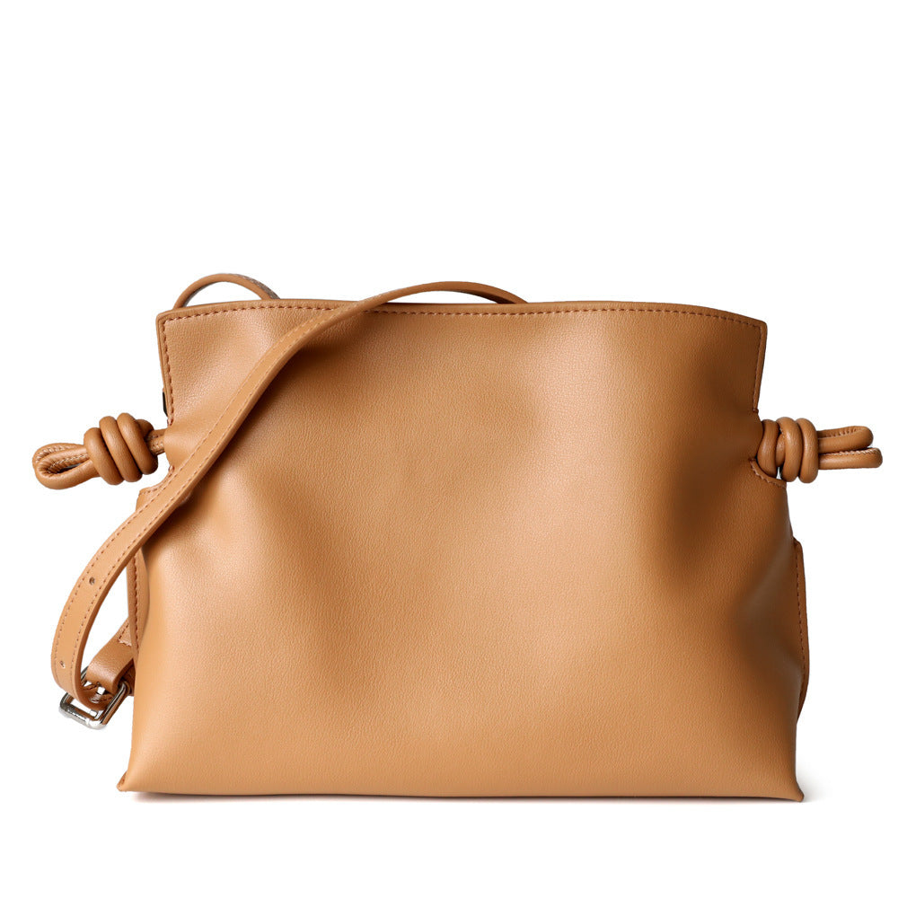 Genuine Leather Drawstring Lucky Bag for Women Light Luxury Shoulder Crossbody Small Handbag, Stylish Pouch Purse with Versatile Design