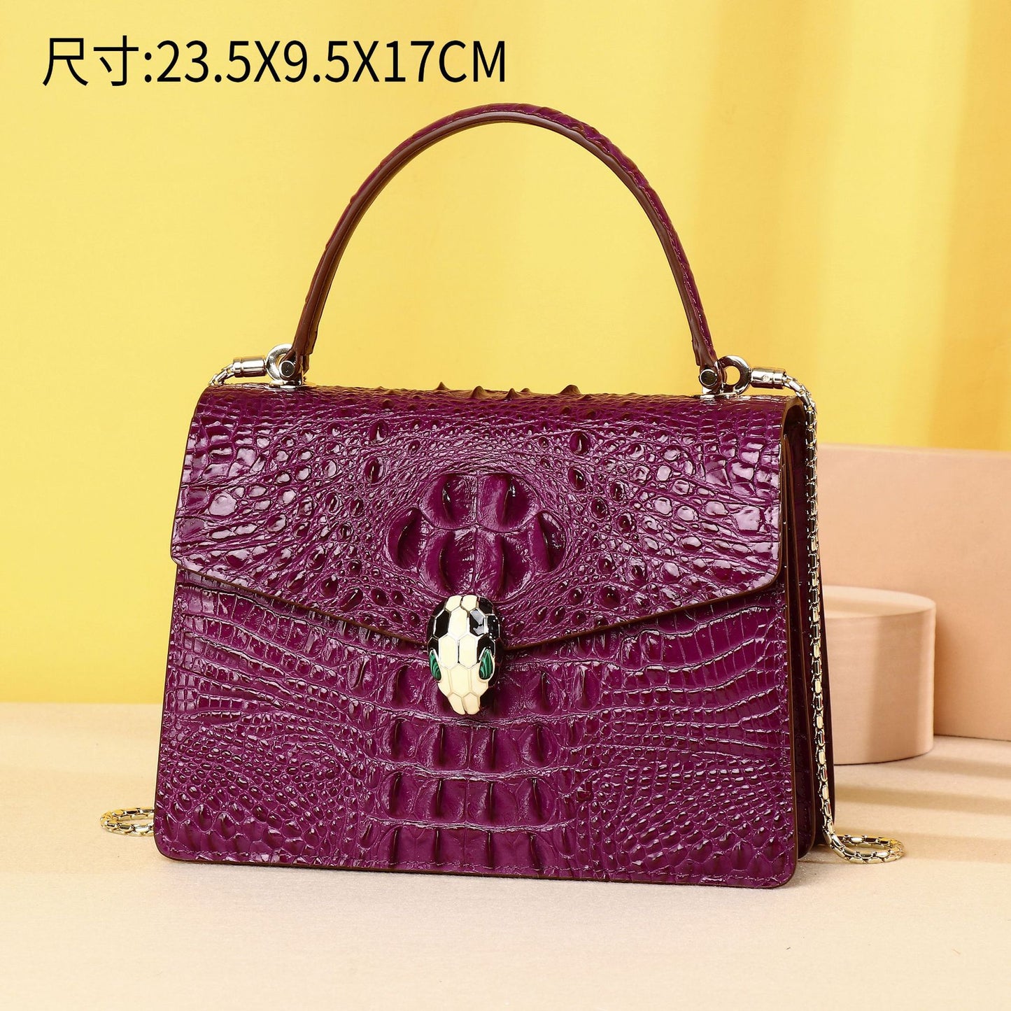 New Arrival Croc-Effect Casual Handbag for Women, A Fashionable Top-Handle Shoulder Crossbody Bag with Trendy Bone-Pattern Design, Perfect Everyday Purse