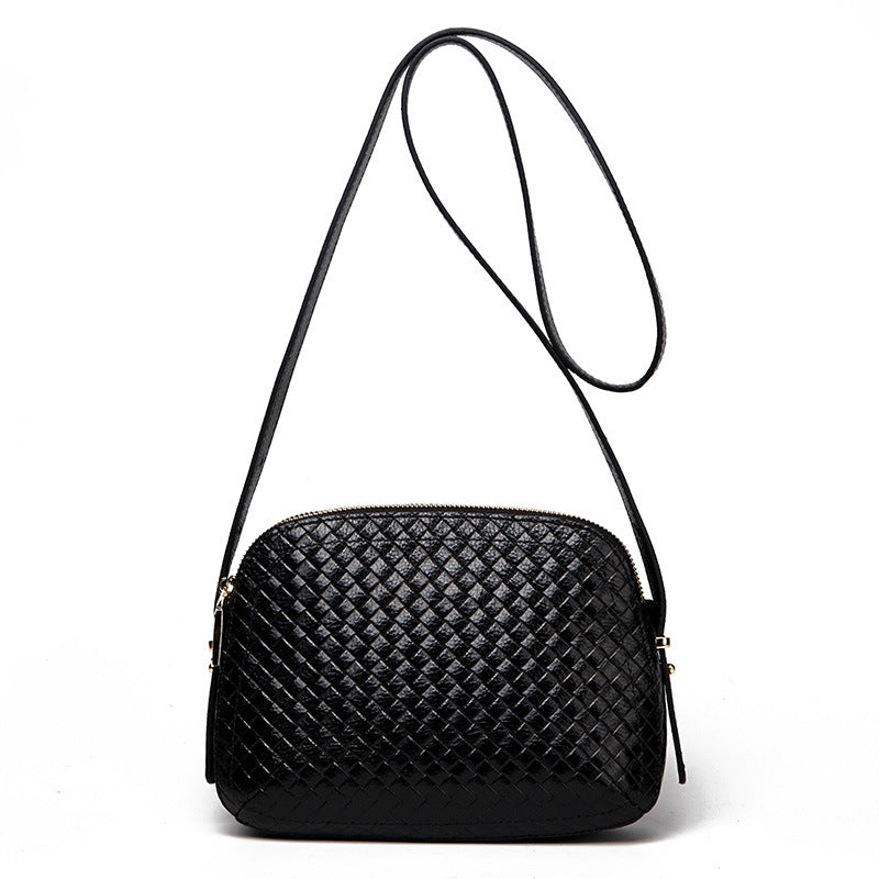 Multi-Layer Woven Genuine Leather Bag, Versatile Shoulder Crossbody Purse, Fashionable Cowhide Mom Handbag for Women