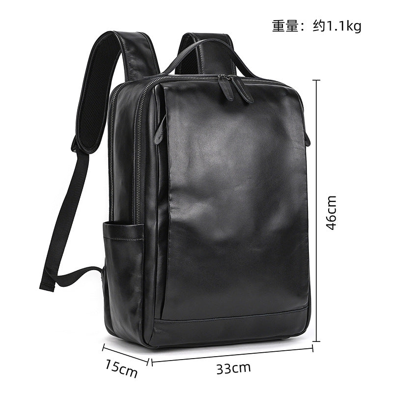 Men's Crazy Horse Leather Backpack Vintage Travel Daypack for Women Students, Genuine Leather Casual Rucksack Large Capacity