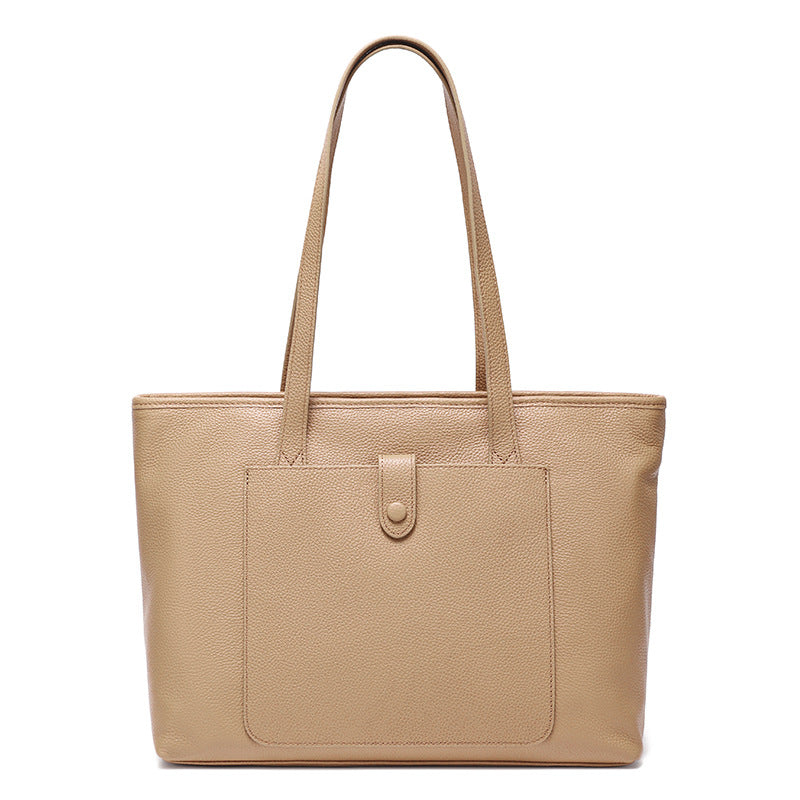 Genuine Leather Tote Bag for Women Minimalist Classic Large Capacity Shoulder Handbag, Versatile Purse with Timeless Style