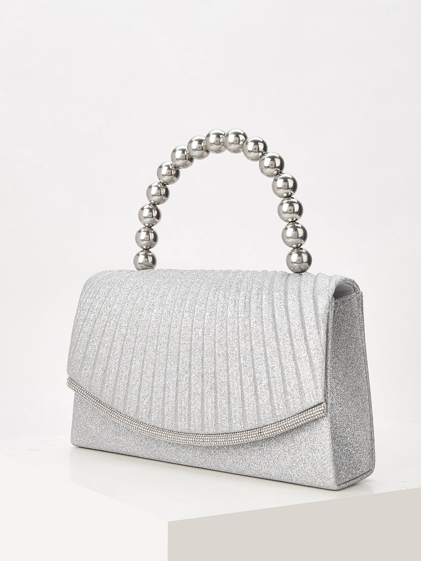 Satin Beaded Evening Clutch for Women, New Elegant Flap Top Handle Purse, Perfect Banquet Formal Gown Handbag for Ladies