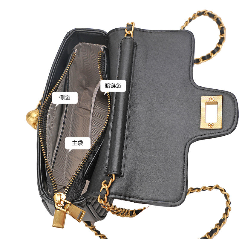 New Chain Small Square Bag in Genuine Cowhide, Versatile Summer Crossbody Purse, Premium Leather Handbag for Women