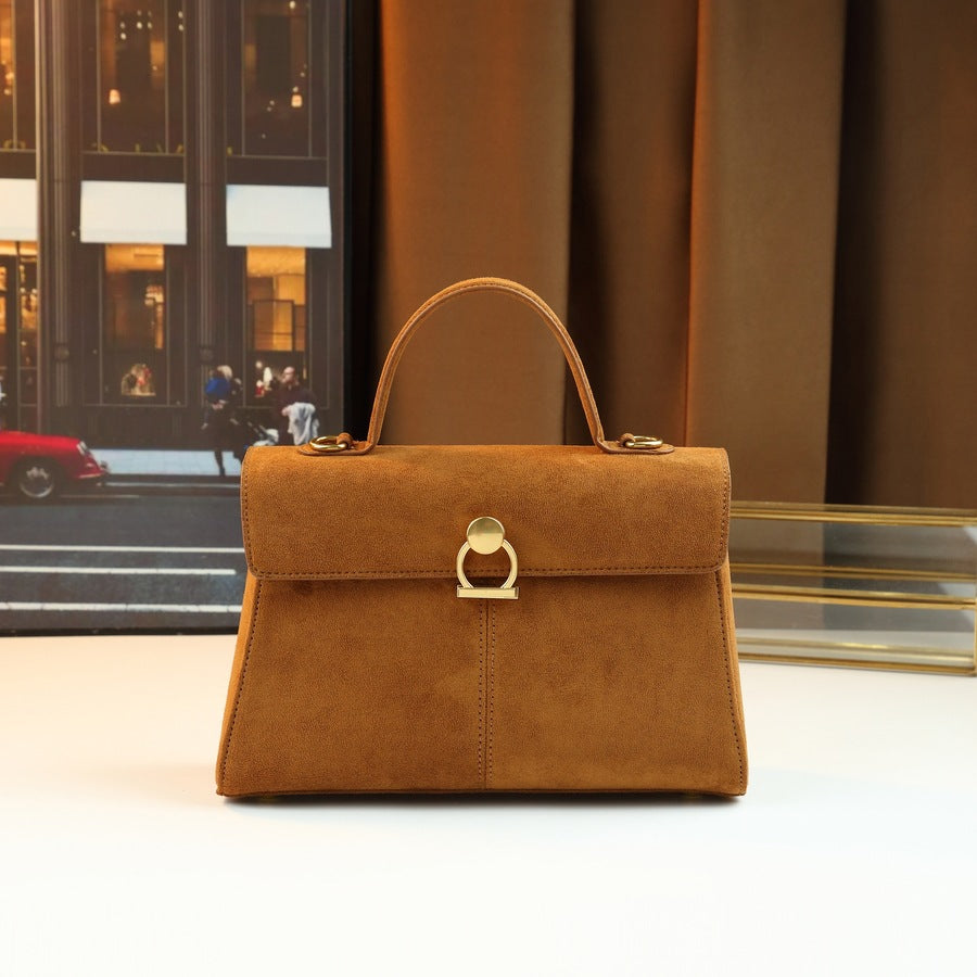 Suede Tote Bag for Women Fall Winter Vintage Commuter Shoulder Crossbody Handbag, Niche Premium Purse with Soft Luxurious Texture