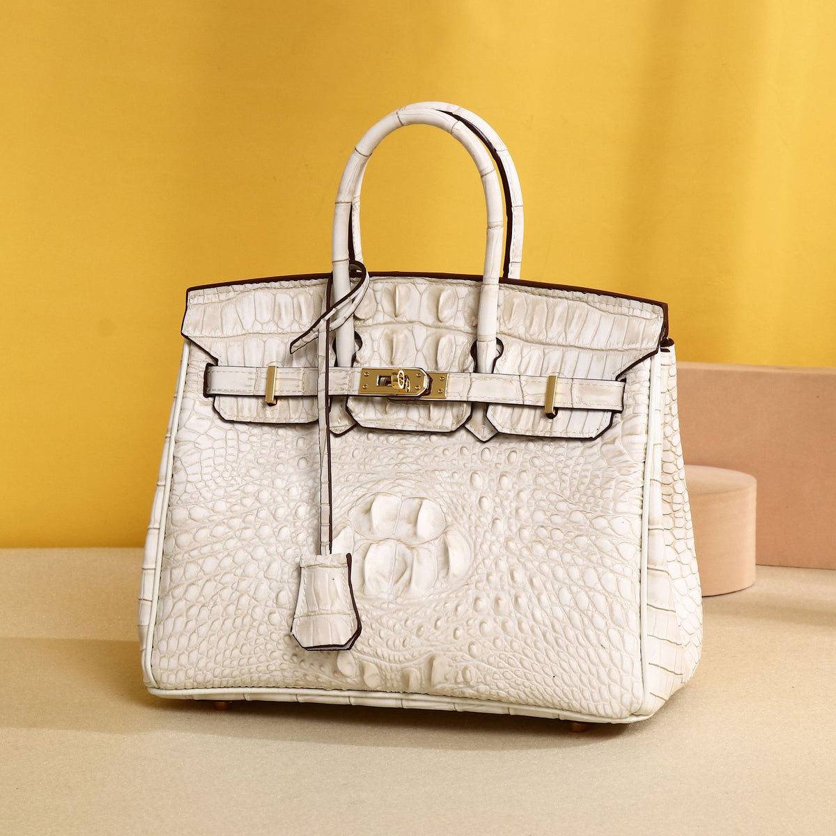Elegant Croc-Embossed Birkin-Inspired Tote Bag for Women, Large Capacity Top-Handle Handbag with High-End Sophisticated Design, Versatile Purse for Banquets & Everyday Style