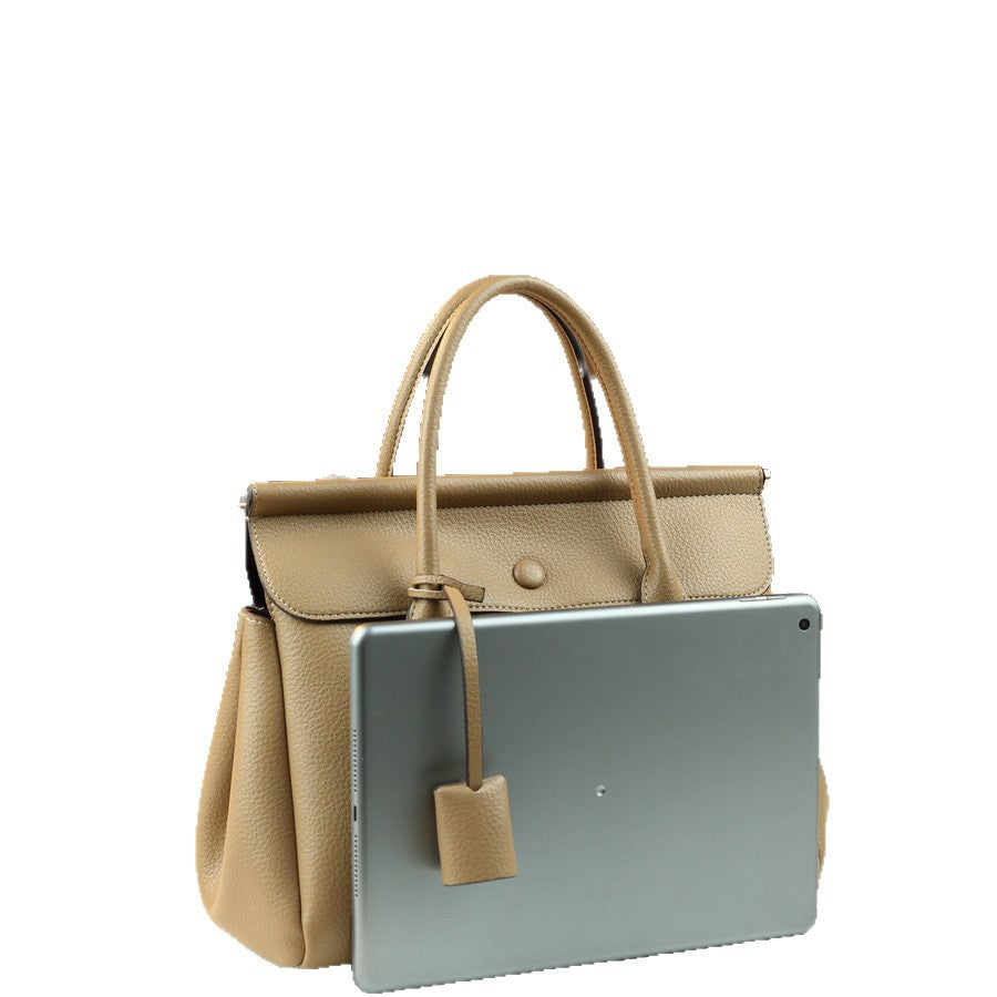 Soft Leather Flap Tote Bag for Women Vintage Travel Handbag with Detachable Sub-Bag, Premium Textured Purse with Versatile Style