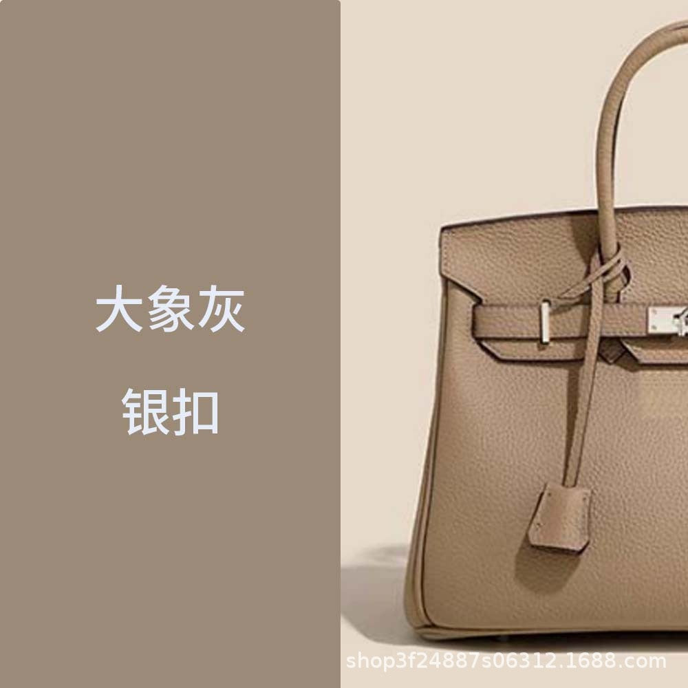 Premium Top-Layer Cowhide Leather with Pebbled Texture, Birkin-Inspired Tote Bag for Women, Spacious Large Capacity Top-Handle Shoulder Crossbody Handbag with Luxurious Feel