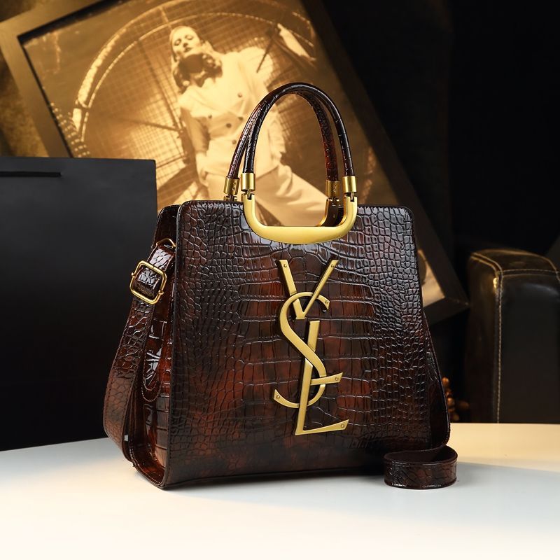 New Arrival Croc-Effect Textured Genuine Leather Tote Bag for Women, An Elegant Shoulder Crossbody Top-Handle Handbag with Premium Design