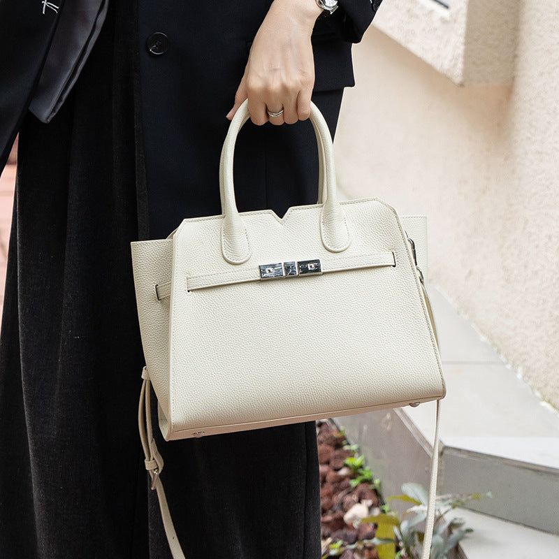 Chic Cowhide Birkin-Inspired Tote Bag for Women, Versatile Genuine Leather Shoulder Crossbody Handbag with Large Capacity & Premium Sophisticated Design, Everyday Purse