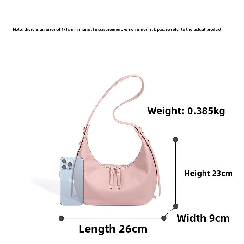 Genuine Soft Leather Korean Style Dumpling Underarm Bag for Women, Minimalist Spring Summer Commute Shoulder Purse, Premium Everyday Work Handbag for Ladies