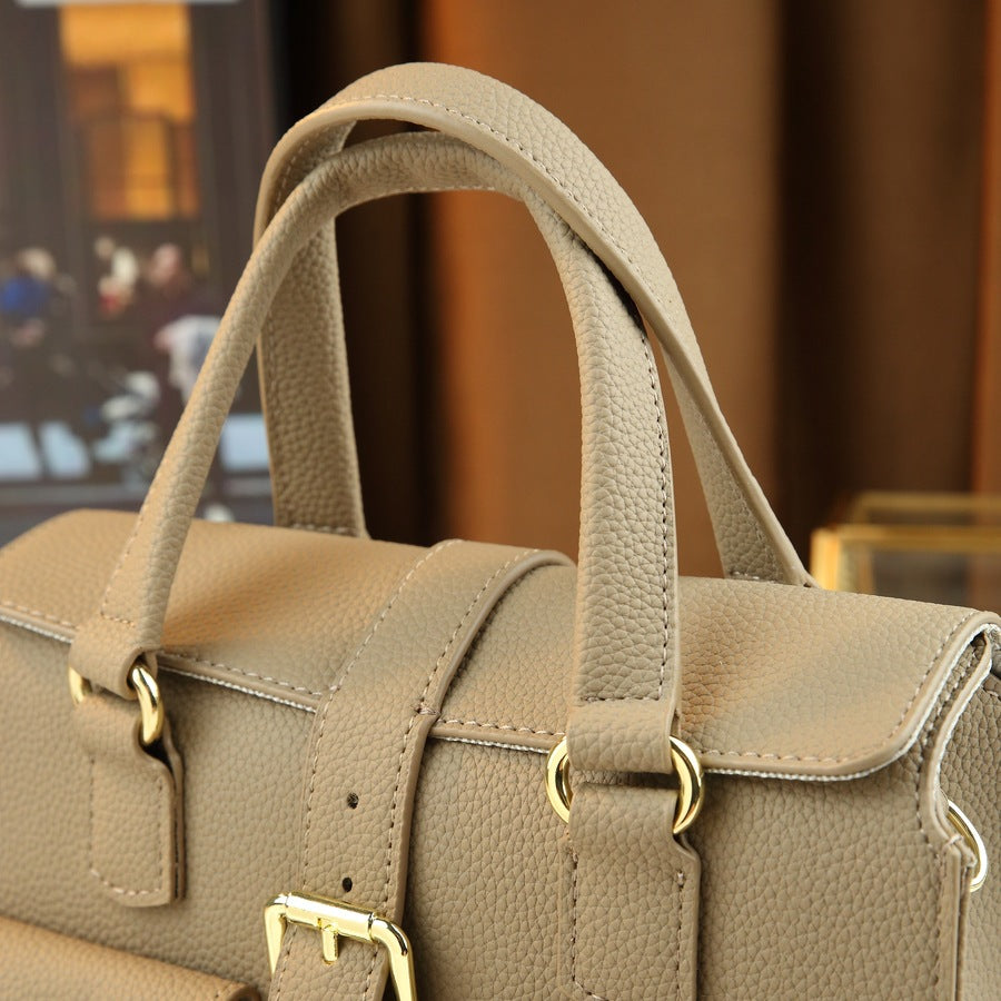 Soft Leather Multi-Pocket Tote Bag for Women Yellow Shoulder Crossbody Handbag, Versatile Commuter Purse with Stylish Design