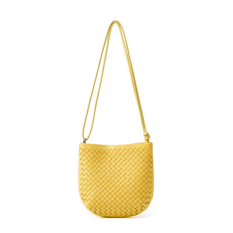 Top Layer Lambskin Handwoven Small Underarm Bag, Niche Designer Crossbody Shoulder Purse, Premium Handbag for Women
