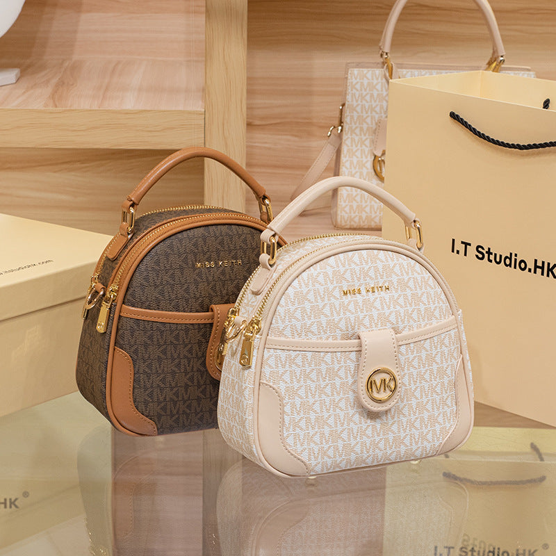 Genuine Leather Mini Top Handle Bag for Women, New Summer Wide Strap Shoulder Crossbody Purse, Premium Chic Small Handbag for Ladies